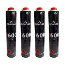 04 unidades refil gás refrigerante lata r600 400g obagás