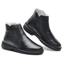 049CLA Botina social Masculina de couro urbana com palmilha gel preto
