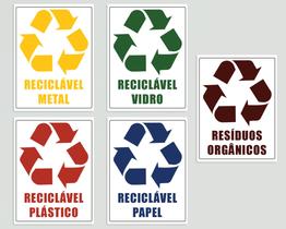 05 Adesivos para Lixo Reciclável Coleta Seletiva