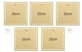 05 Bases De Mdf Quadrada Crochê/fio De Malha - 25x25cm