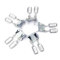 05 Brinco Pedra Cristal Retângulo Ranhurado Prateado Atacado