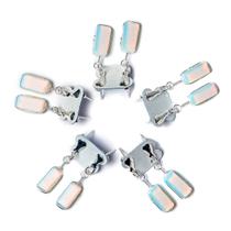 05 Brinco Pedra da Lua Retângulo Ranhurado Prateado Atacado