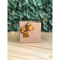 05 Cachepot Quadrado Kraft Liso Ou Branco Ouro Grande Pote 15 Com Laço De Cetim