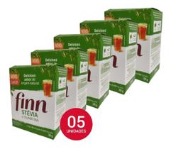 05 caixas de adoçante finn pó stevia & taumatina 600mg - 50 envelopes cada caixa