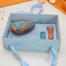 05 Caixas kit confeiteiro com alça para 1 ovo de 100/150g Linha Azul tampa 7 cm