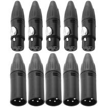 05 Conectores Plugs XLR Macho e Fêmea Linha Áudio Montagem De Cabos