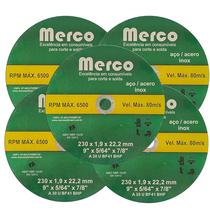 05 Discos De Corte Inox 9 Polegadas (230mm x 1,9mm x 22,2mm) - Merco Nobre