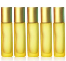 05 Frascos 10 Ml Roll-On Vidro Fosco Cor Amarelo Dourado