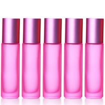 05 Frascos 10 Ml Roll-On Vidro Fosco Cor Rosa