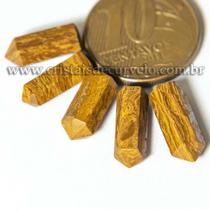 05 Micro Pontinha Jaspe Amarelo 15mm para Montar Joias - Cristais de Curvelo
