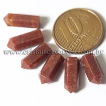 05 Micro Pontinha Quartzo Vermelho 15mm para Montar Joias