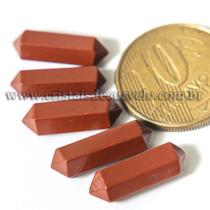 05 Micro Pontinhas Bi Ponta Jaspe Vermelho 15mm para Montar Joias