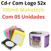 05 Mídia Virgem Cd-r maketeck Logo 700mb 80min Original - Nota Fiscal C/ENVELOPE 05 Mídia Virgem Cd-r maketeck Logo 700mb 80min Original - Nota Fiscal C/ENVELOPE