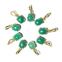 05 Mini Pingente Ponto de Luz Quartzo Verde Cabochão Garra