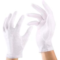 05 Par Luva Branca P/ Garçon Maçon Fantasia Algodão Helanca buffet restaurante carnaval tecido mágico pano Fanfarra masculina feminina tamanho P M G