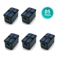 05 Peças Botão Interruptor Vidro Agile Quaduplo Led Azul