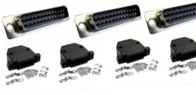 05 Peças - Conector Db25 Macho + Capa Kit Curto Pt