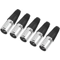05 Plugs Conector XLR Cannon Linha Macho 3 Terminais Metal Niquelado 05 Plugs Conector XLR Cannon Linha Macho 3 Terminais Metal Niquelado