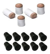 05 Ponteiras Ponta Sola Couro 10 Virolas Taco Sinuca Bilhar