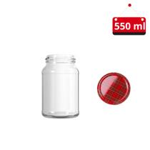 05 Un. Pote de vidro 550 ml com tampa e lacre