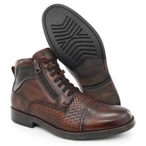 053GRF Bota Coturno Masculina Urbana casual couro nobre natural griffe whisky