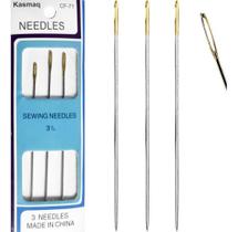 06 Agulha Mão Cabeça Dourada 9cm Alfaiate Costura Reparo