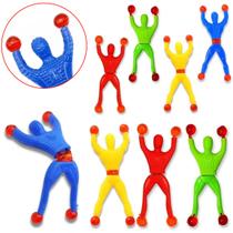 06 Bonecos Super Ninja Aranha coloridos Gruda Desce Parede Vidro 8cm