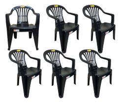 06 Cadeira Poltrona Boa Vista 120kg Preta Antares