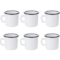 06 Caneca Copos Cafe Leite Cha Esmaltada 150ml Antiga Branca 06 Caneca Copos Cafe Leite Cha Esmaltada 150ml Antiga Branca