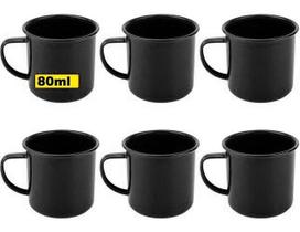 06 Caneca Copos Café Leite Chá Esmaltada 80ml Antiga Pretas 06 Caneca Copos Café Leite Chá Esmaltada 80ml Antiga Pretas