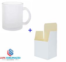 06 Caneca Vidro Jateada - Fosca P/ Sublimação + Caixinha Branca