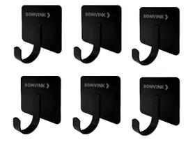 06 Gancho Cabide Parede Auto Adesivo p/ Toalha e Obejtos 5x4cm Metalico Preto 06 Gancho Cabide Parede Auto Adesivo p/ Toalha e Obejtos 5x4cm Metalico Preto