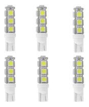 06 Lâmpadas 13 Leds T10 5w Pingo 1 Polo 12v Luz Branca Auto