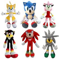 06 Pelúcias Sonic Tals Amy Shadow Knucles e Silver 35cm
