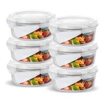 06 Potes Hermético Vidro Redondo Freezer E Microondas 950ml