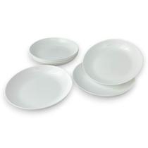 06 Pratos Fundos Branco Sobremesa Vidro Opalino 20cm Full 06 Pratos Fundos Branco Sobremesa Vidro Opalino 20cm Full