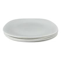06 Pratos Rasos Jantar Vidro Opalino Branco Mesa Posta 26cm