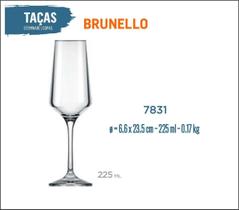 06 Taças Brunello 225Ml - Champanhe Espumante Frisante
