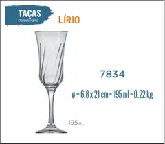 06 Taças Lírio 195ml - Champanhe Espumante Frisante