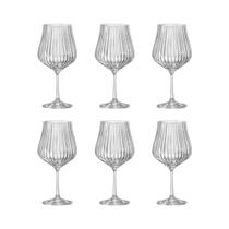 06 Taças Tulipa Optic para Bourgogne em Cristal Titanium 600mL - Bohemia