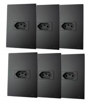 06 Tomada Simples 20A 4x2 Blux Recta Black Fosco Luxo Santin