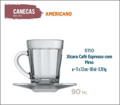 06 Xícaras Café Americano Com Pires Café Expresso Curto 90Ml