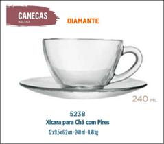 06 Xícaras Café Com Leite Chá - Diamante 240Ml Com Pires - Nadir Figueiredo
