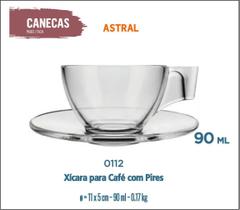06 Xícaras Café Com Pires Curto Pequeno - Astral 90Ml