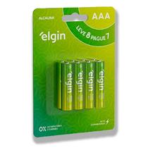 08 Pilhas Baterias AAA Elgin Alcalina 3A Palito 1 Cartela