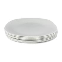 08 Pratos Rasos Jantar Vidro Opalino Branco Mesa Posta 26cm