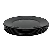 08 Pratos Redondo Jantar Vidro Opalino Preto Mesa Posta 26cm 08 Pratos Redondo Jantar Vidro Opalino Preto Mesa Posta 26cm