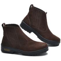 082CLA Botina social Masculina de couro modelo chelsea cafe nbk