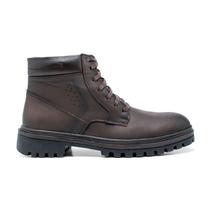 082GRF Bota Coturno masculino em couro nobre natural, forrado com tecido espumado cafe