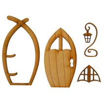 1:12 Funny Gnome Fairy Door Miniature Simulation Furniture 3D Wooden Elfo Porta - B